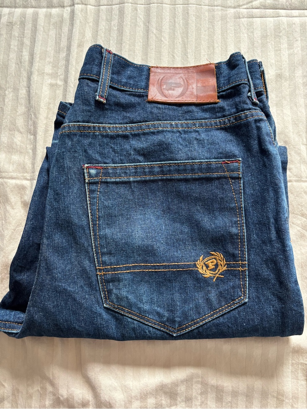 VINTAGE PHAT FARM Jeans Mens 34x32 Blue Relaxed Loose Embroidered Skater Y2K